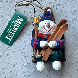 Midwest Resin Snowman Ornament With Skis Winter Decor 3" Tall
